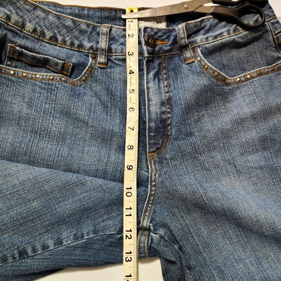 Coldwater Creek women's denim jeans,straight leg,high rise, studs,sz 10,Boho. - Picture 10 of 16